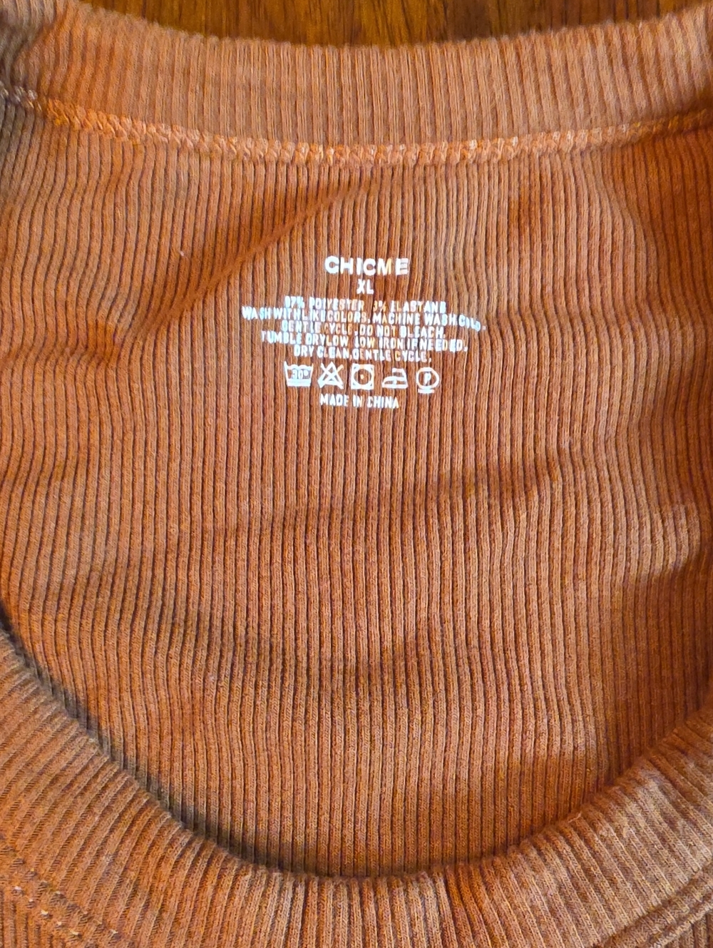 Chicme Ribbed Built In Bra Womens Tank Top Brown Size XL GUC - Picture 6 of 8